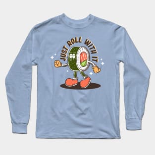 sushi  roll retro cartoon Long Sleeve T-Shirt